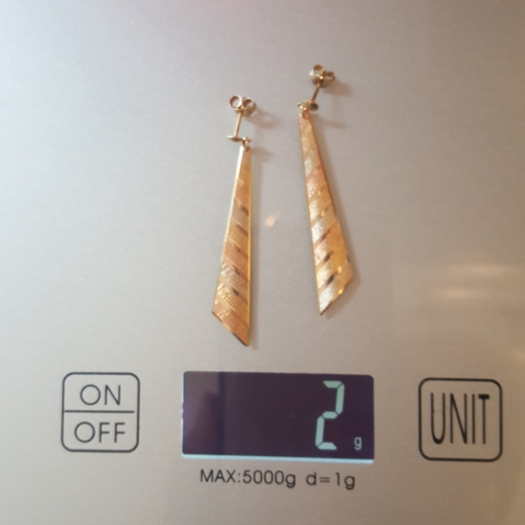 14k tricolor gold post earrings - Picture 7 of 7